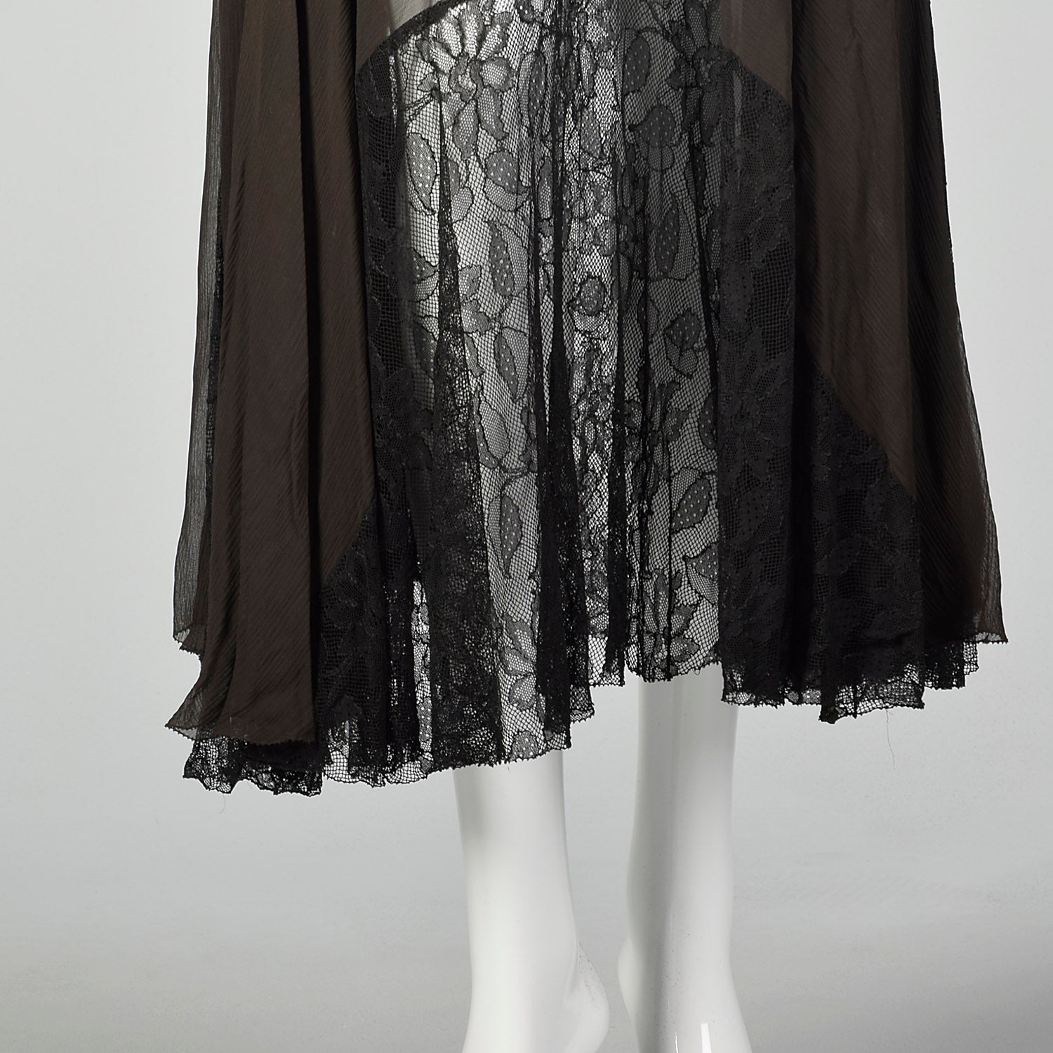 XS 1930s Sheer Black Silk and Lace Dress and Jacket