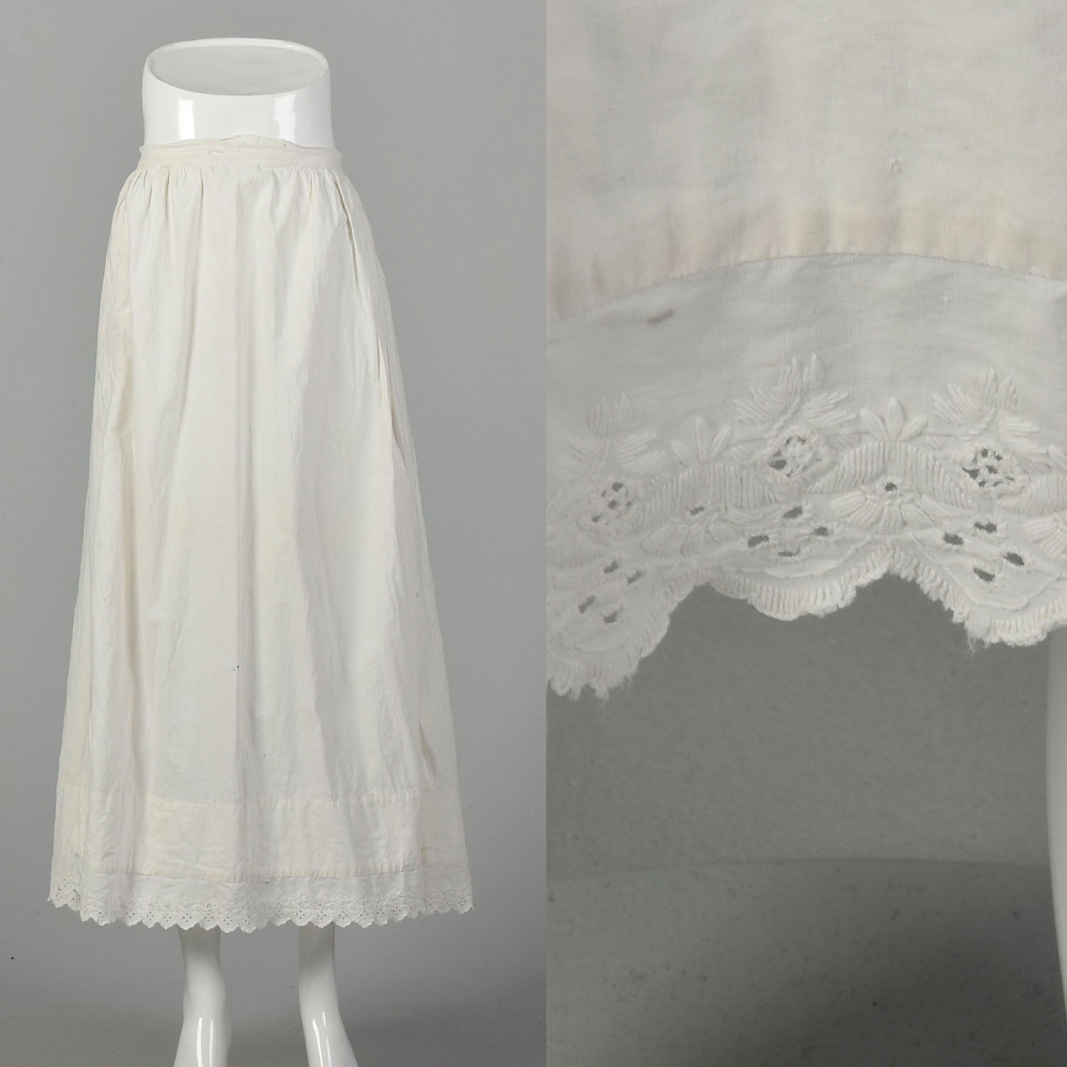 Medium 1900s Skirt Victorian Cotton Slip White Petticoat