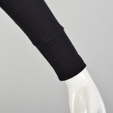 XXS 1960s Deadstock Black Ribbed Lightweight Long Sleeve Mock Turtleneck Shirt
