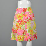 1970s Lilly Pulitzer Colorful Print Faux Wrap Mini Skirt