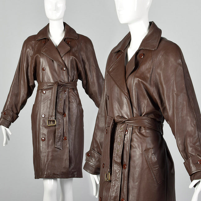 Medium North Beach Leather 1980s Brown Leather Coat