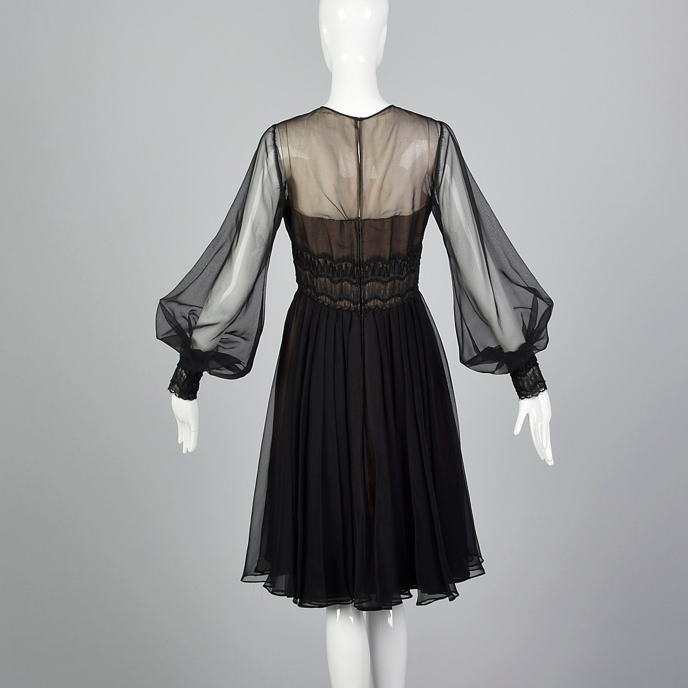 1960s Layered Sheer Dress with Bishop Sleeves Style & Salvage 1960s Layered Sheer Dress with Bishop Sleeves Style & Salvage