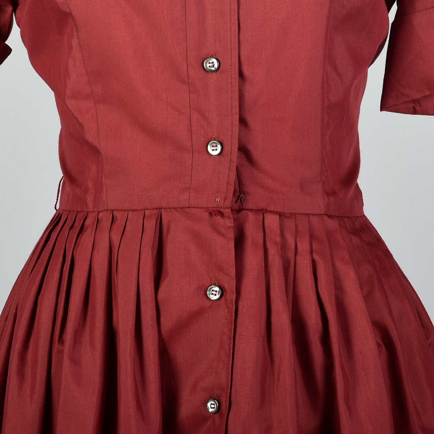 1960s Burgundy Shirt Dress