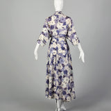 Large-XXL 1950s Purple Floral Robe