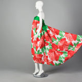 1980s Victor Costa Floral Print Dress