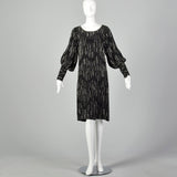 1980s Argenti Black Silk Beaded Dress