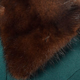Medium 1960s Green Coat Double Breasted Autumn Outerwear with Mink Fur Collar