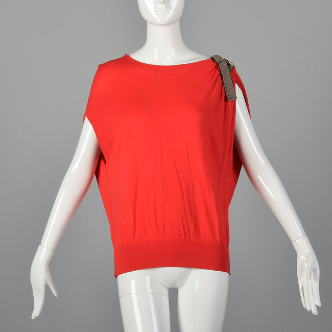 2000s Red Knit Top