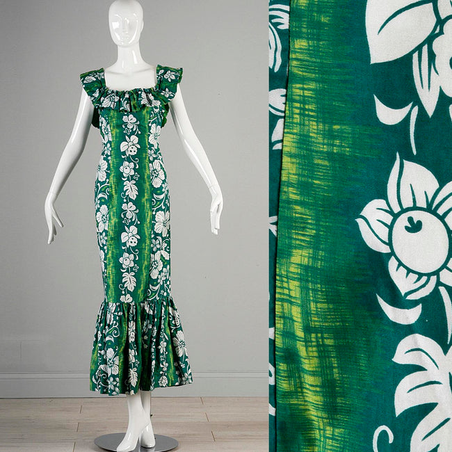 1950s Hawaiian Dress with Fishtail Hem