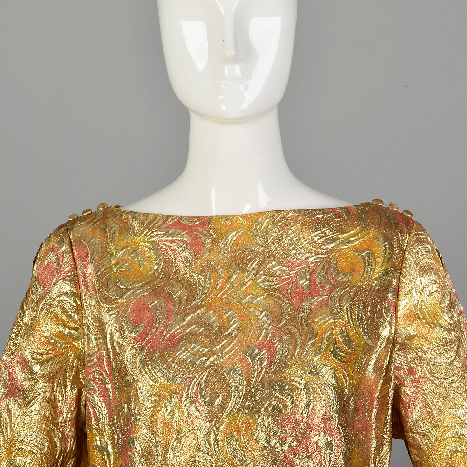 1960s Lucie Ann Flowy Metallic Gold Kaftan