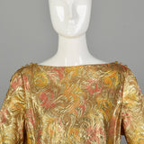 1960s Lucie Ann Flowy Metallic Gold Kaftan