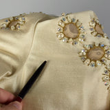 Medium 1960s Beaded Ivory Gold Shift Dress