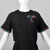 1960s Two Piece Skirt Suit with Ribbon Stripe Trim
