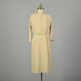 XL 1960s Dress Cream Classic Shirtwaist Rhinestone Wedding