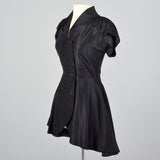 1950s Black Taffeta Fit and Flare Top
