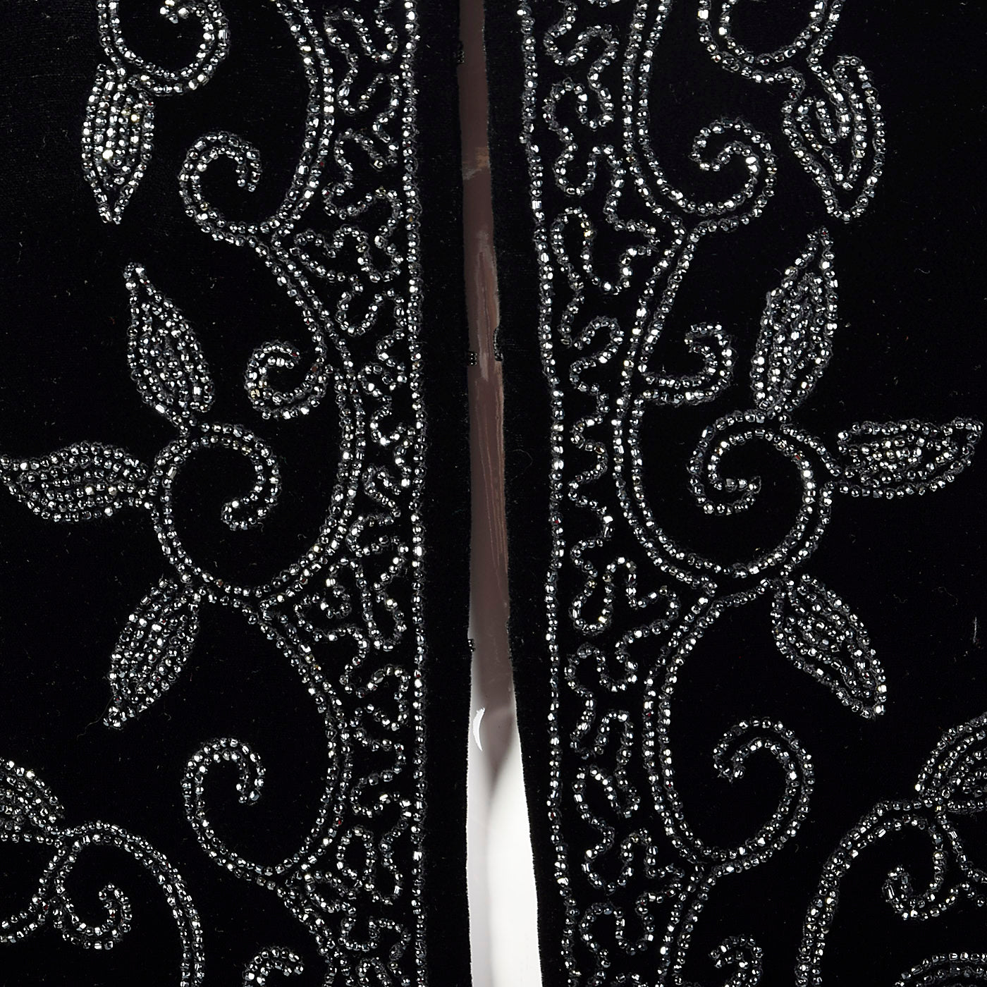 1940s Black Velvet Beaded Swing Jacket