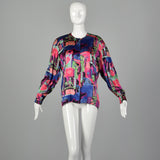 Large Escada 1980s Abstract Print Silk Blouse