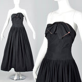 1940s Strapless Black Party Dress