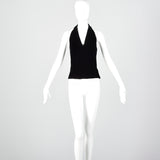 Small 1950s Black Velvet Halter Top