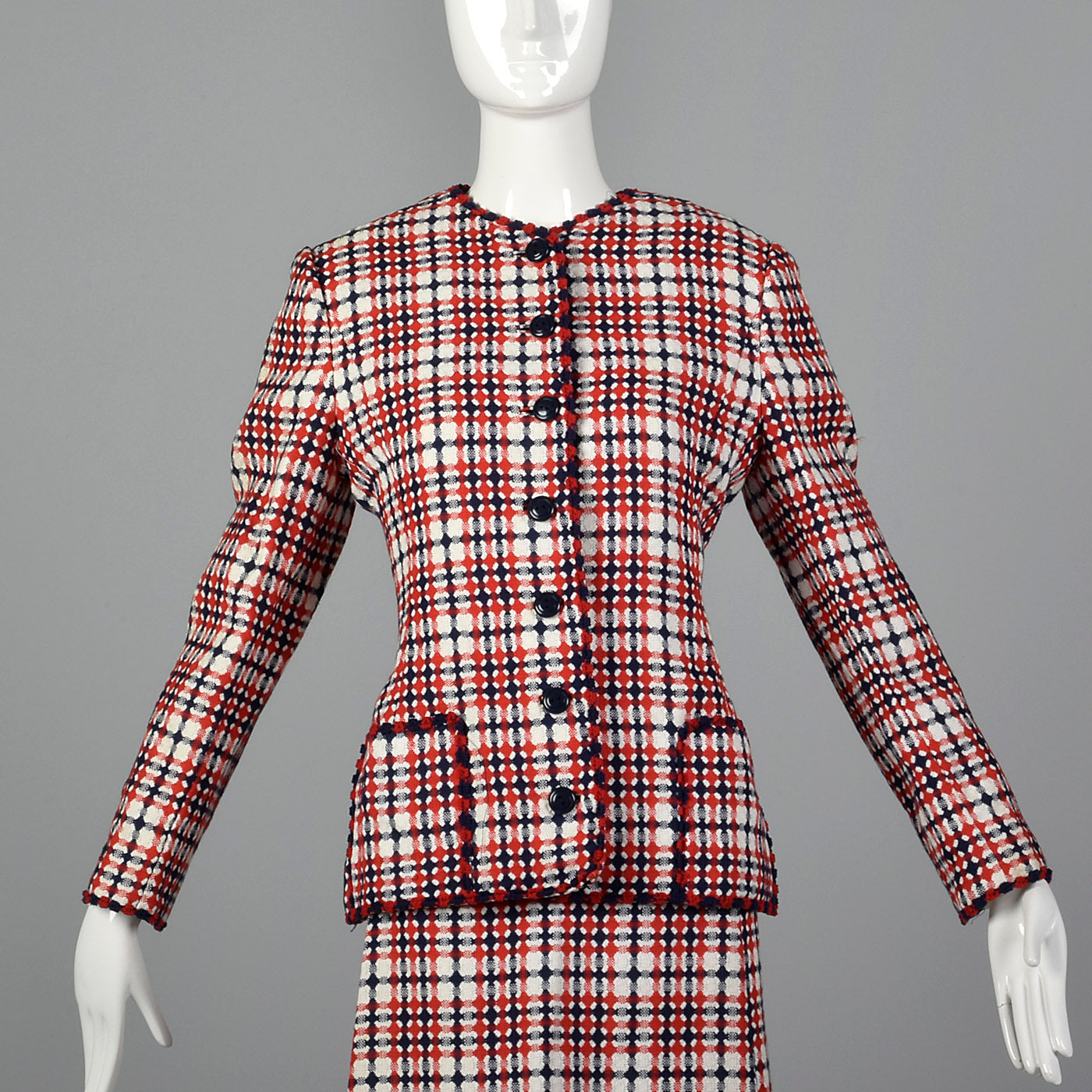 1960s Dress Set in Red and Navy Plaid