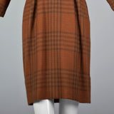 1950s Plaid Wool Dress with Attached Faux Scarf