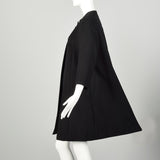 Small 1950s Swing Coat Elegant Winter Black Beaded Outerwear