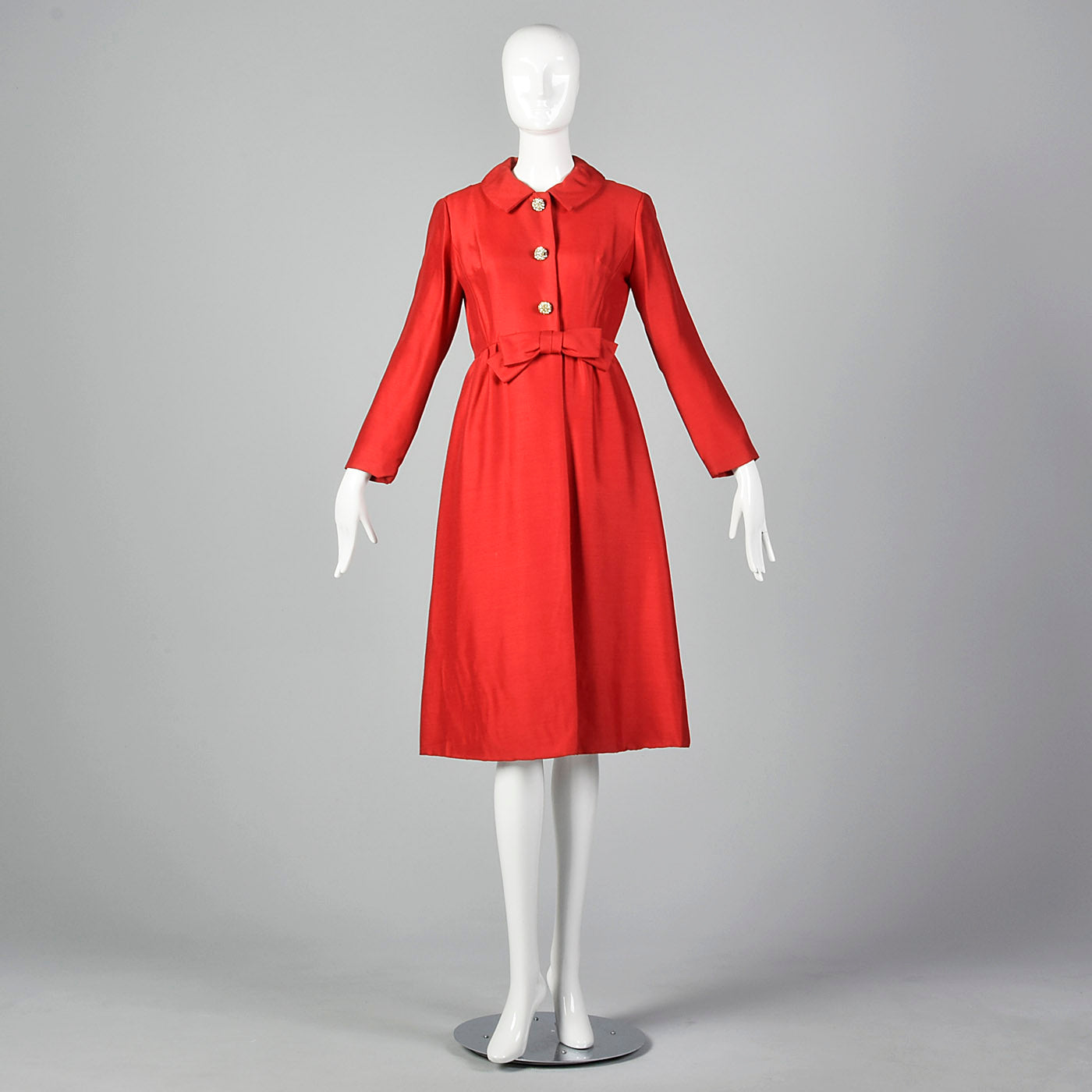 1950s Bright Red Dress Coat
