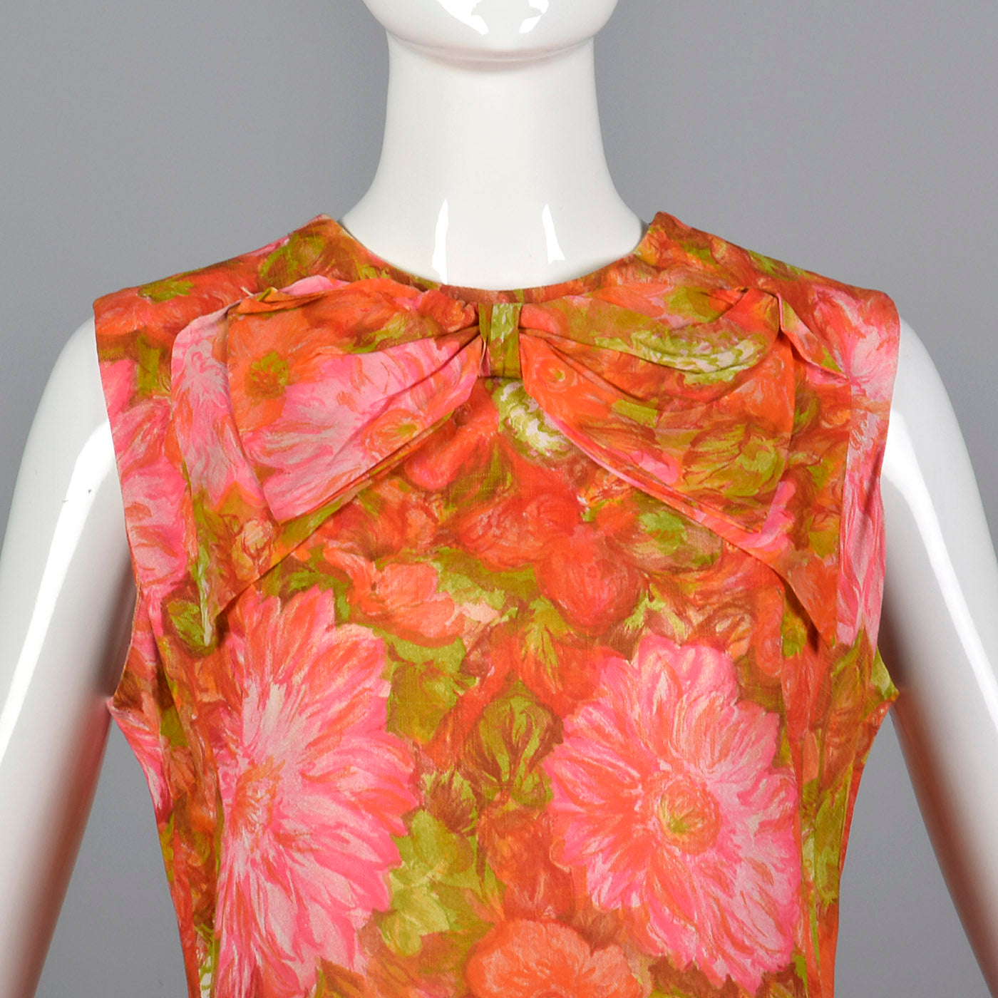 1960s Pink and Orange Floral Shift Dress