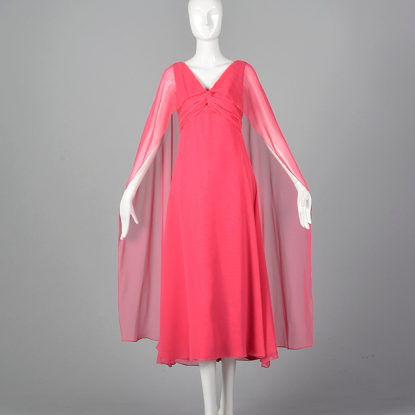 1970s Pink Maxi Dress with Sheer Float