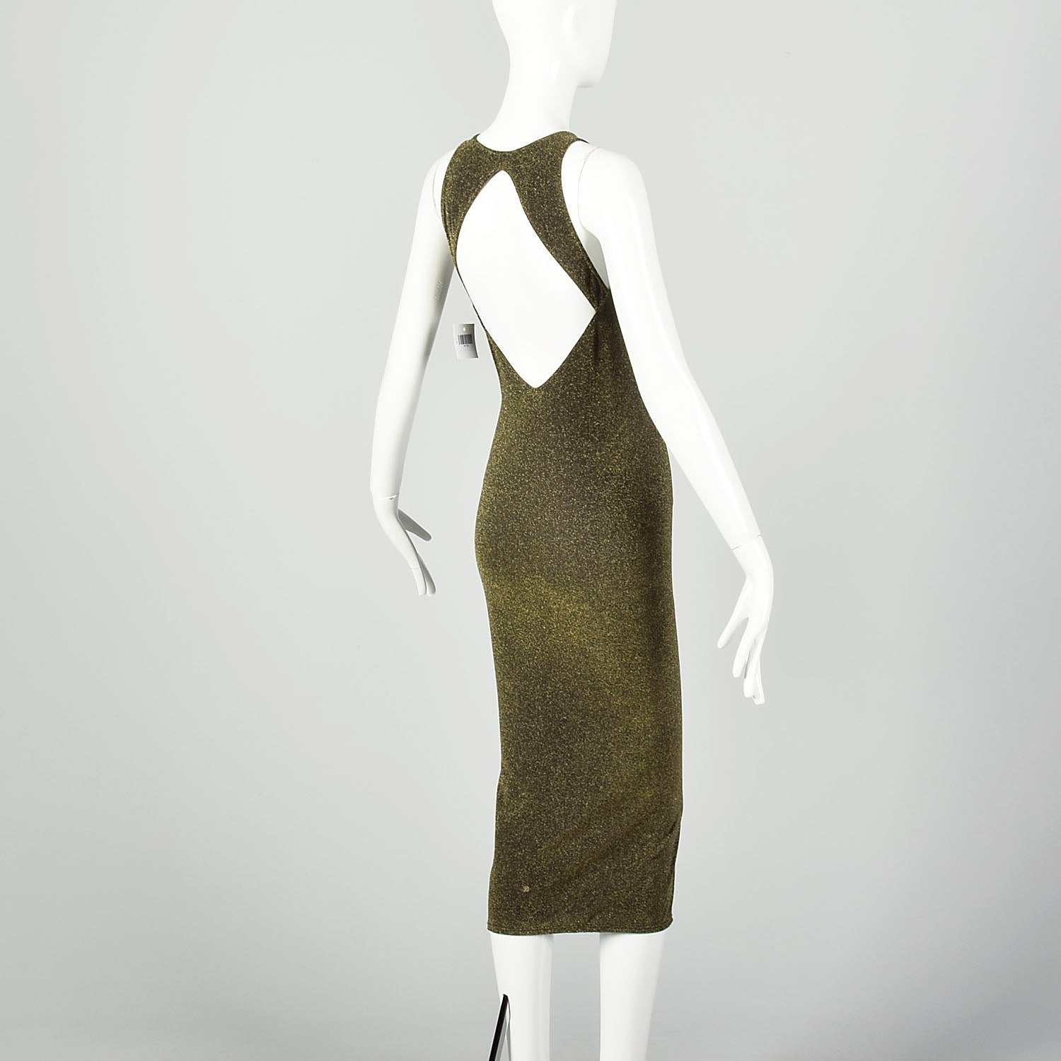 Wolford Metallic Gold Dress Keyhole Back Sexy Stretch Bodycon