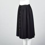 1970s Chloe Timeless  Black Wool Skirt with Gold Buttons, Karl Lagerfeld era