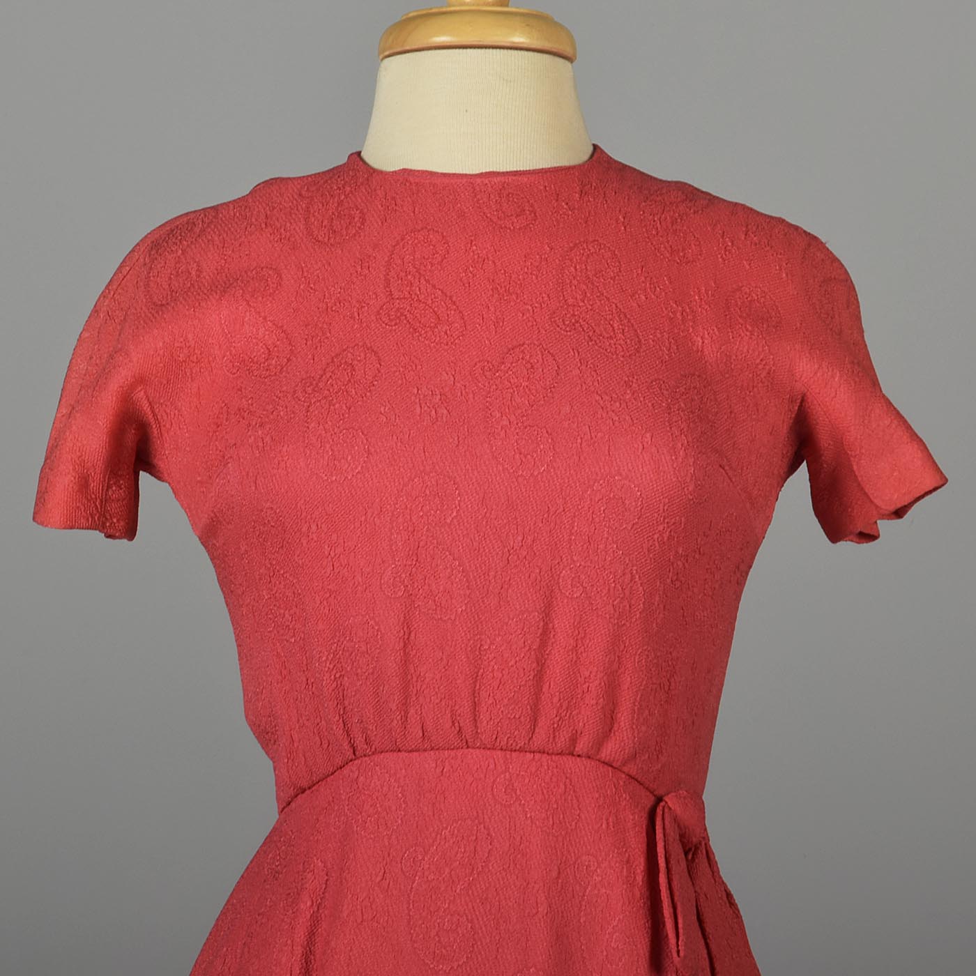 1960s Pink Cocktail Dress with Faux Wrap Skirt