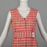 Small 1960s Plaid Wool Dress & Scarf Set