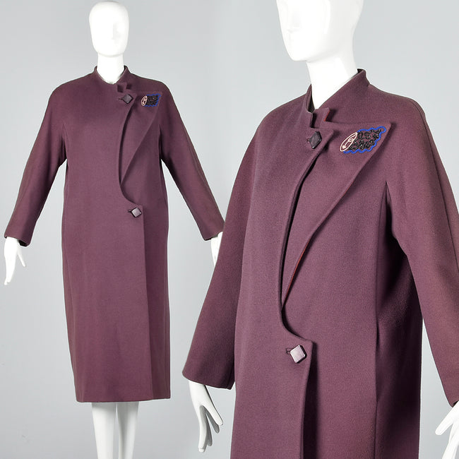 1980s Zandra Rhodes Asymmetric Winter Coat