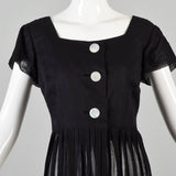 1950s Sheer Black Dress with Mother of Pearl Buttons