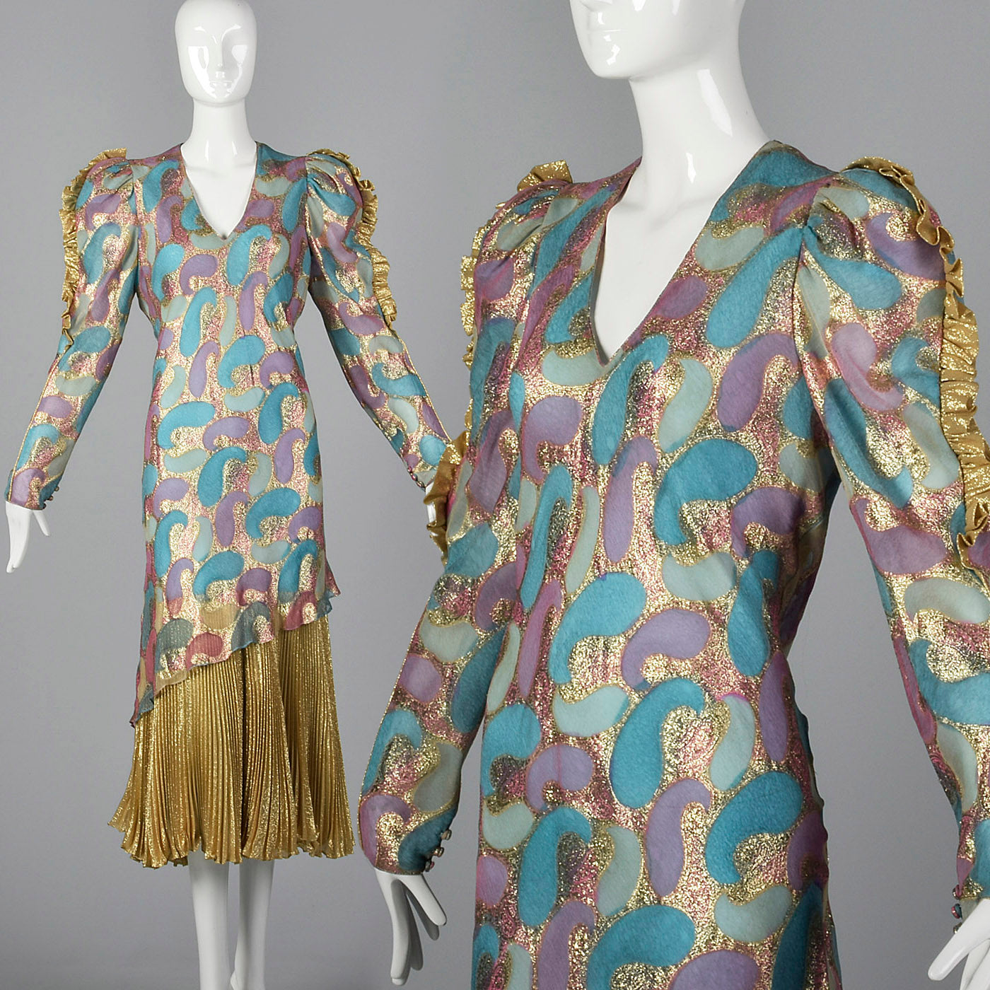 1980s Judy Hornby Couture Silk Evening Dress