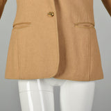 Medium 1970s Tan Matching Wool Set Camel Blazer Bohemian Vest