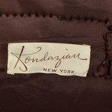 1950s Brown Taffeta Dress with Black Beading