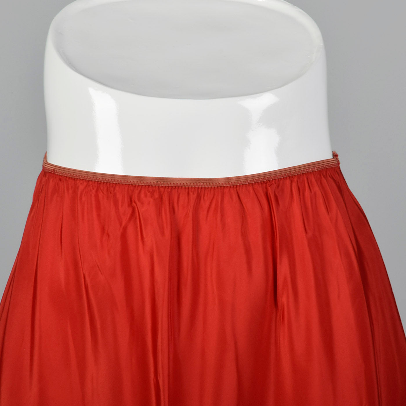 1950s Red Taffeta Half Slip with Crystal Pleats and Polka Dot Ribbon