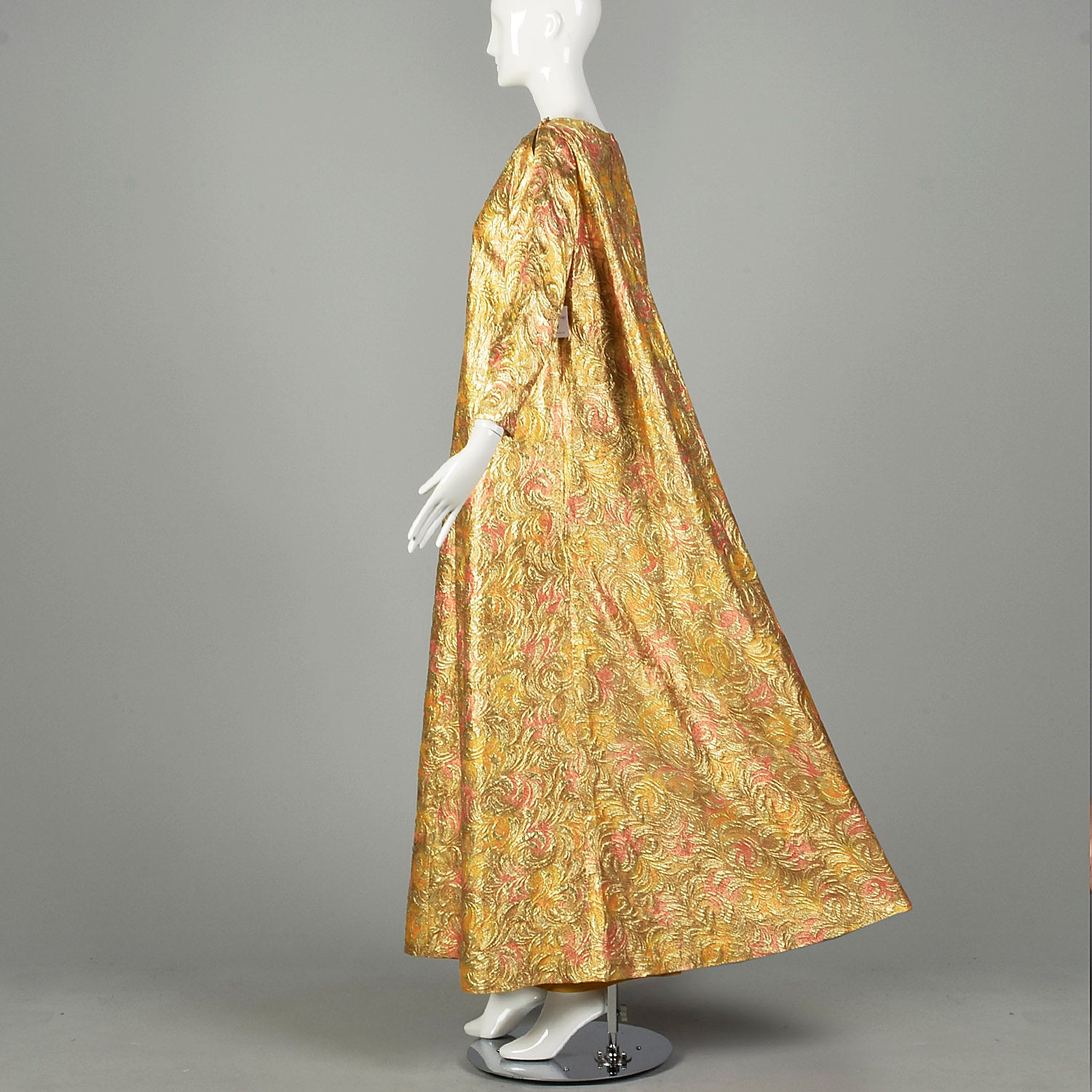 1960s Lucie Ann Flowy Metallic Gold Kaftan