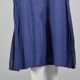 1970s Yves Saint Laurent Rive Gauche Loose Chambray Dress with Red Topstitch