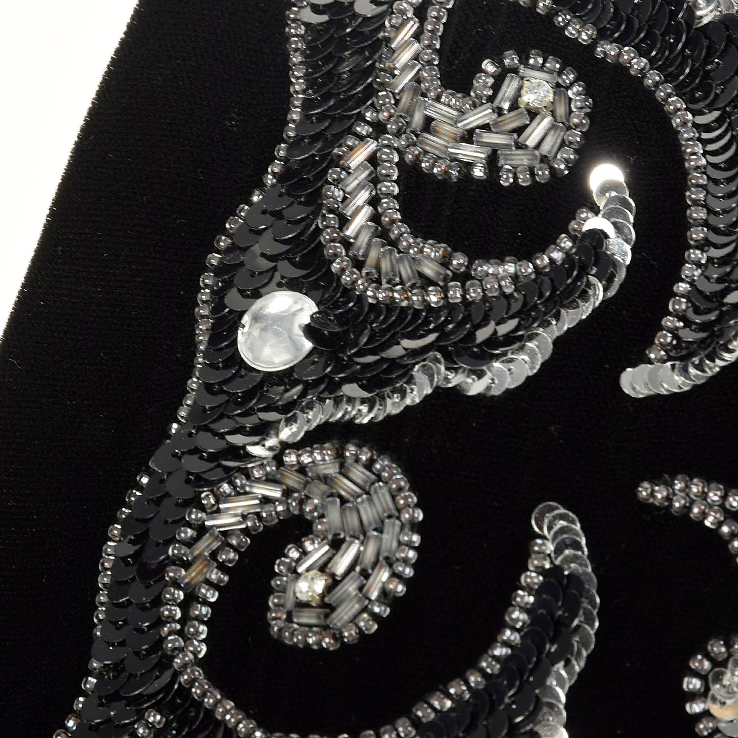 Medium 1980s Black Velvet Jacket Silver Sequin Evening Coat