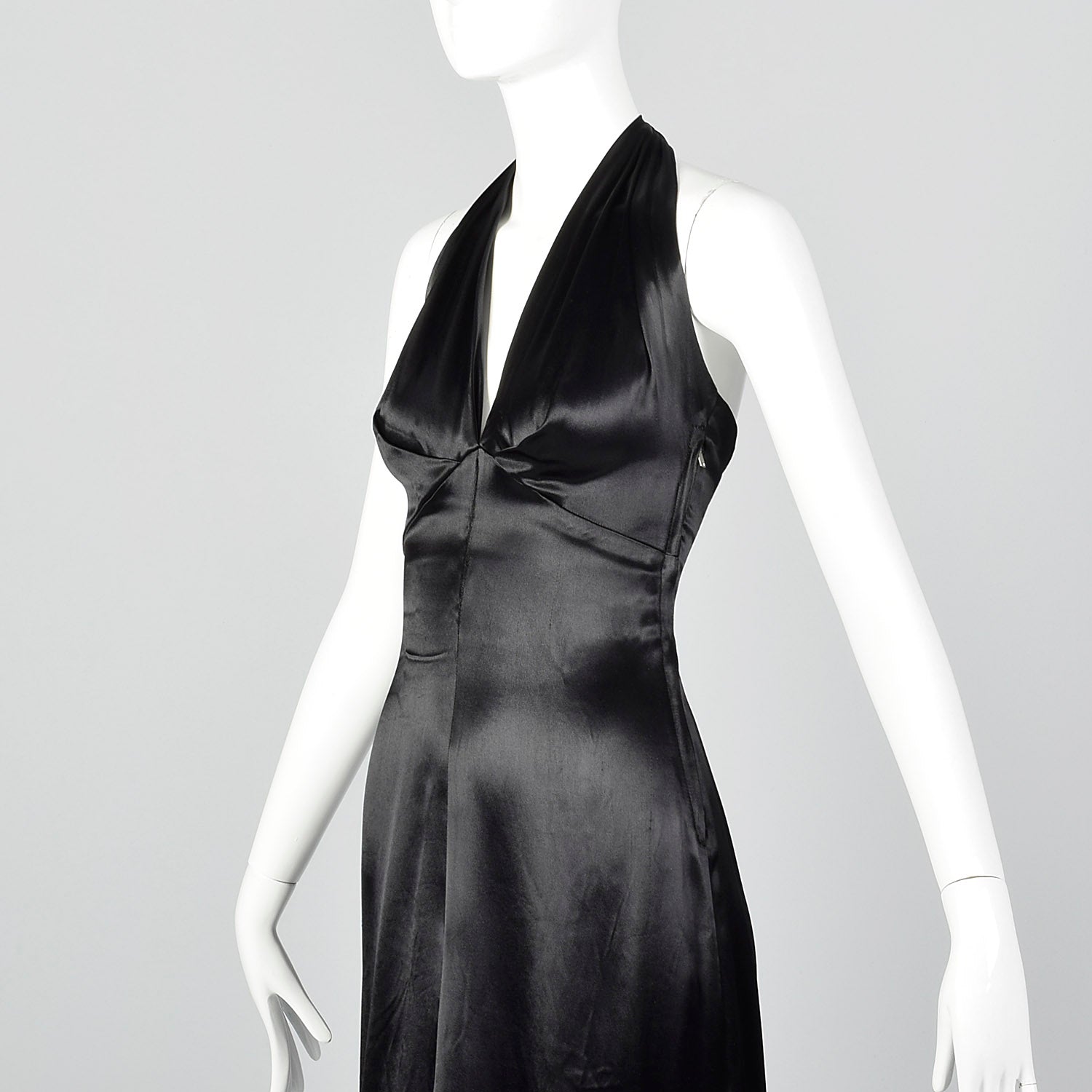 1930s Halter Dress in Black Liquid Satin – Style & Salvage