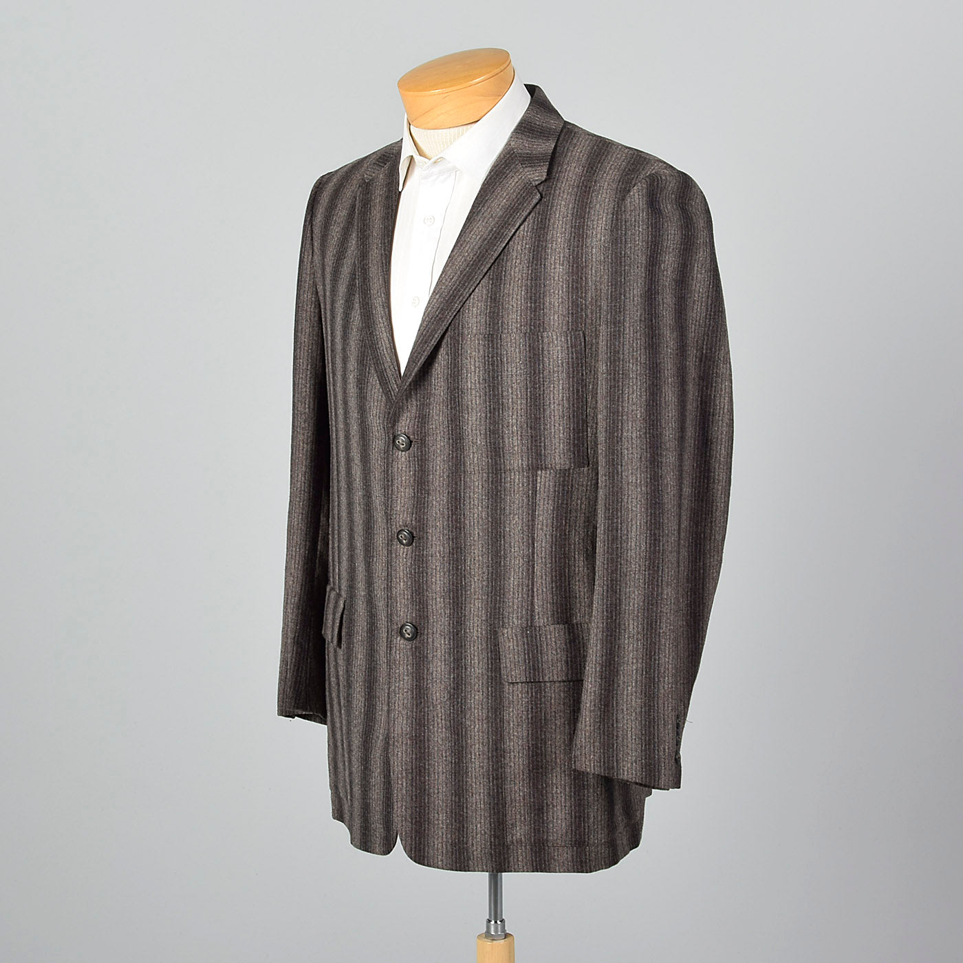 1950s Mens Gray and Charcoal Stripe Jacket