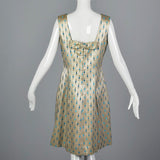 1960s Elegant Silver Shift Dress with Low Back