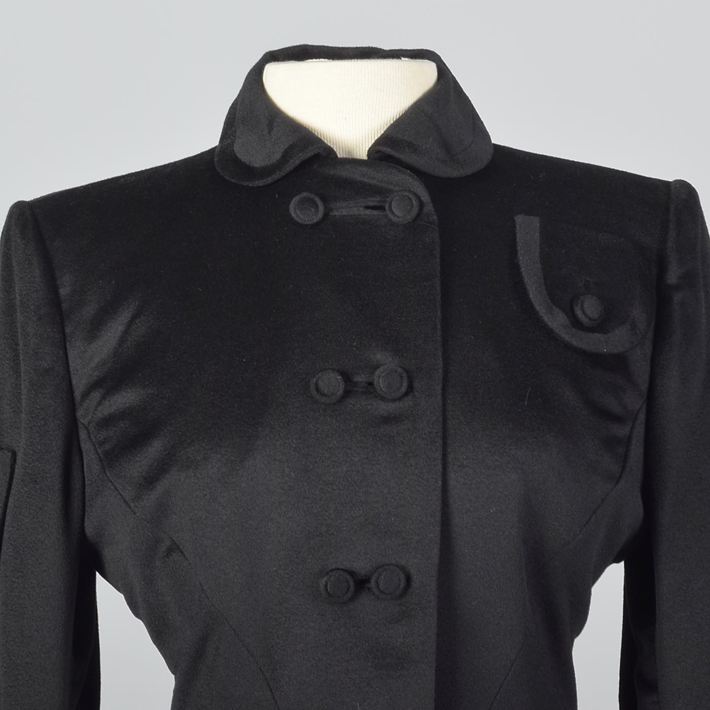 1940s Black Cashmere Skirt Suit
