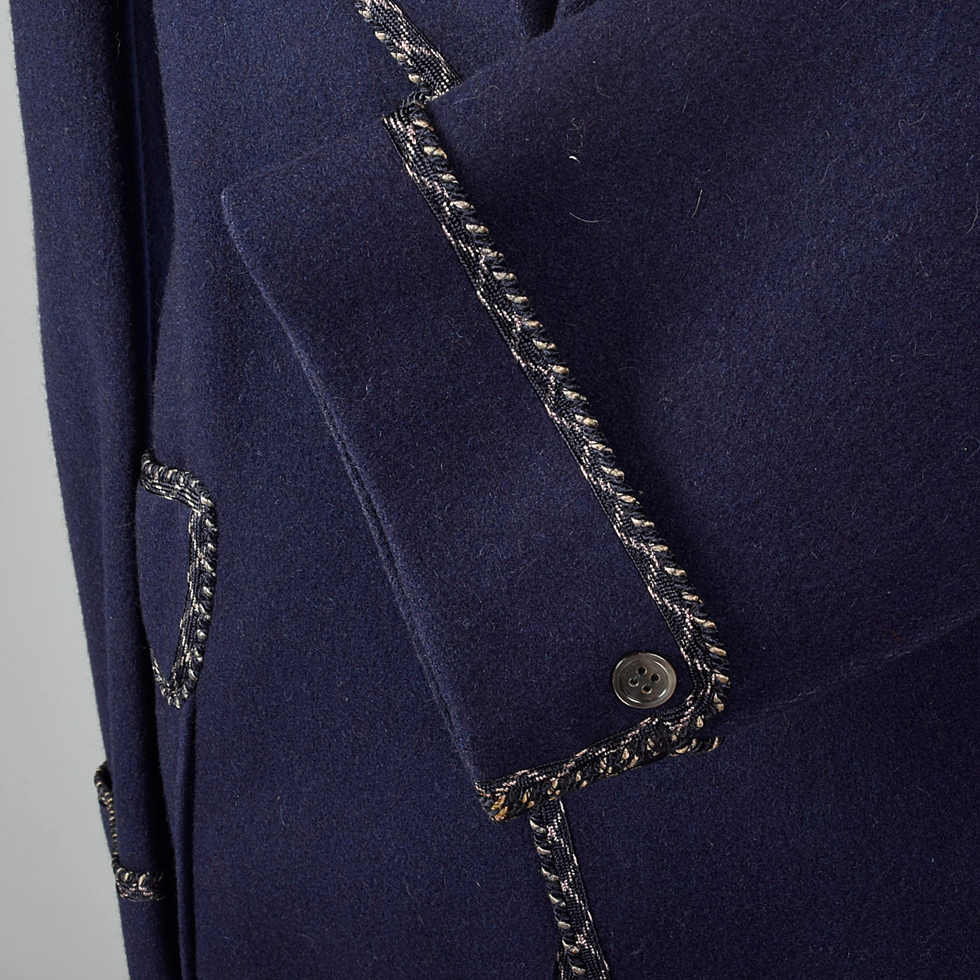 1950s Navy Blue Smoking Jacket with Braided Trim