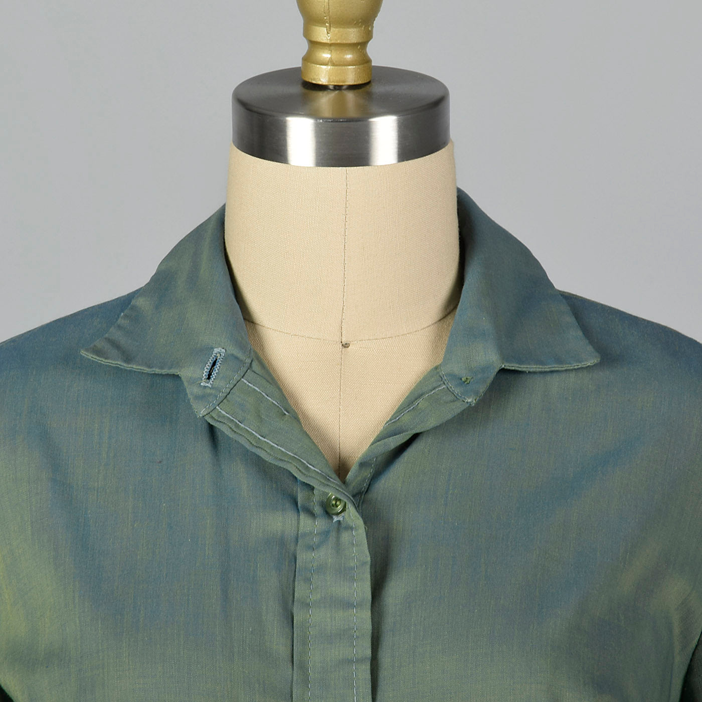 1960s Green and Blue Sharkskin Dress