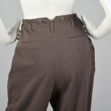 1980s Norma Kamali Gray Knit Pants with Suspender Buttons