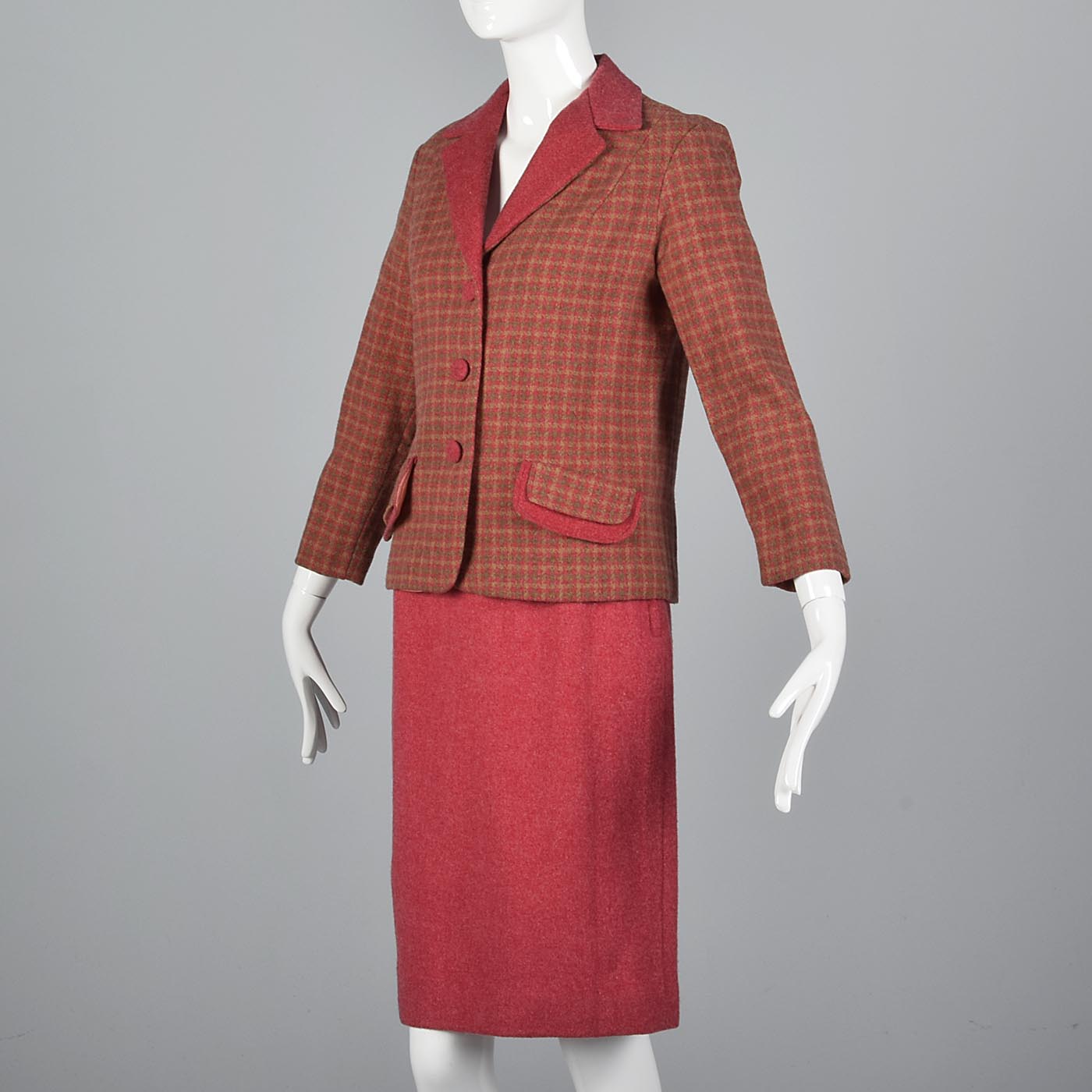 1960s Two Piece Pink Skirt Suit